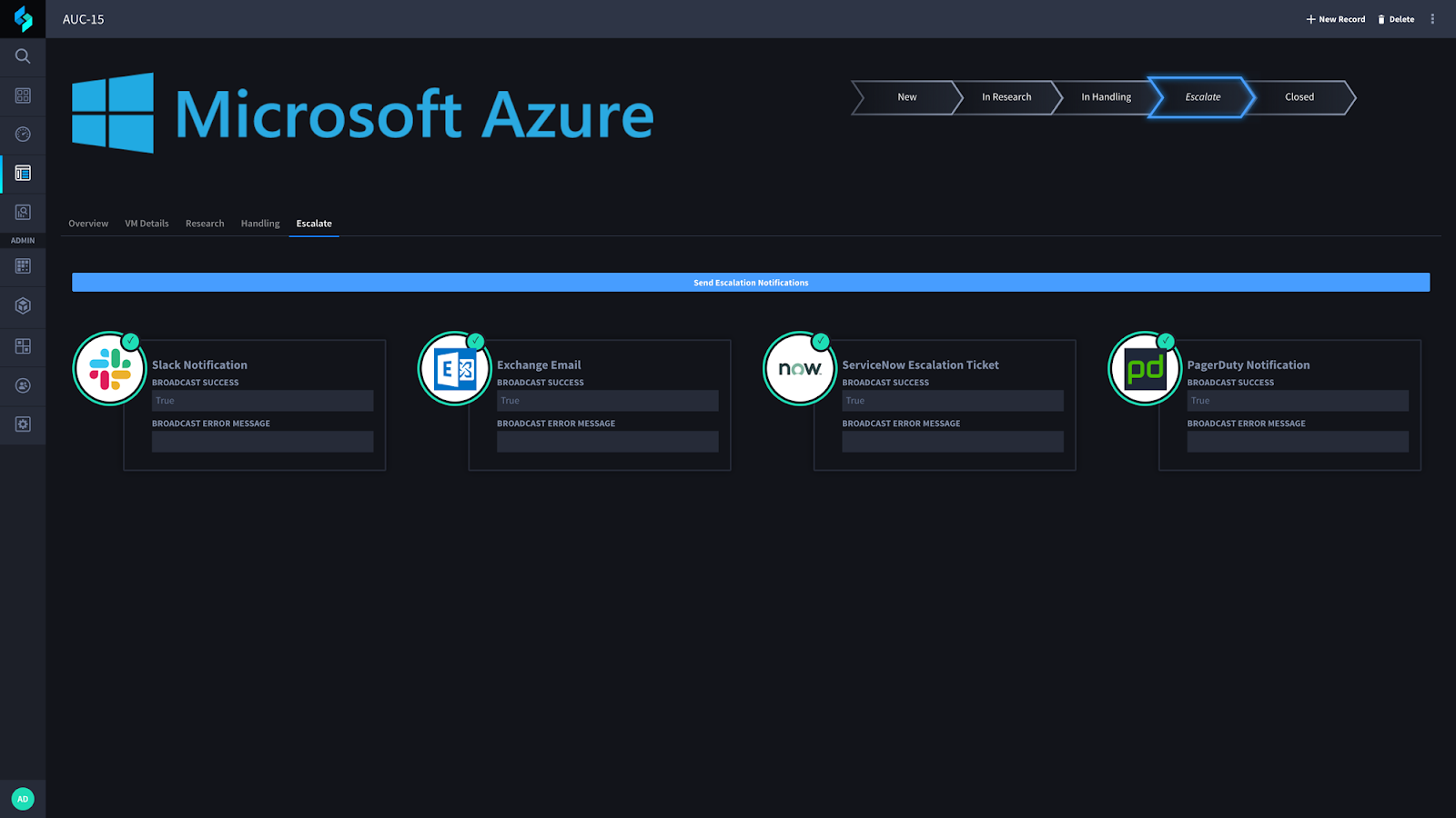 Playbook icons in Azure workflow in Swimlane.