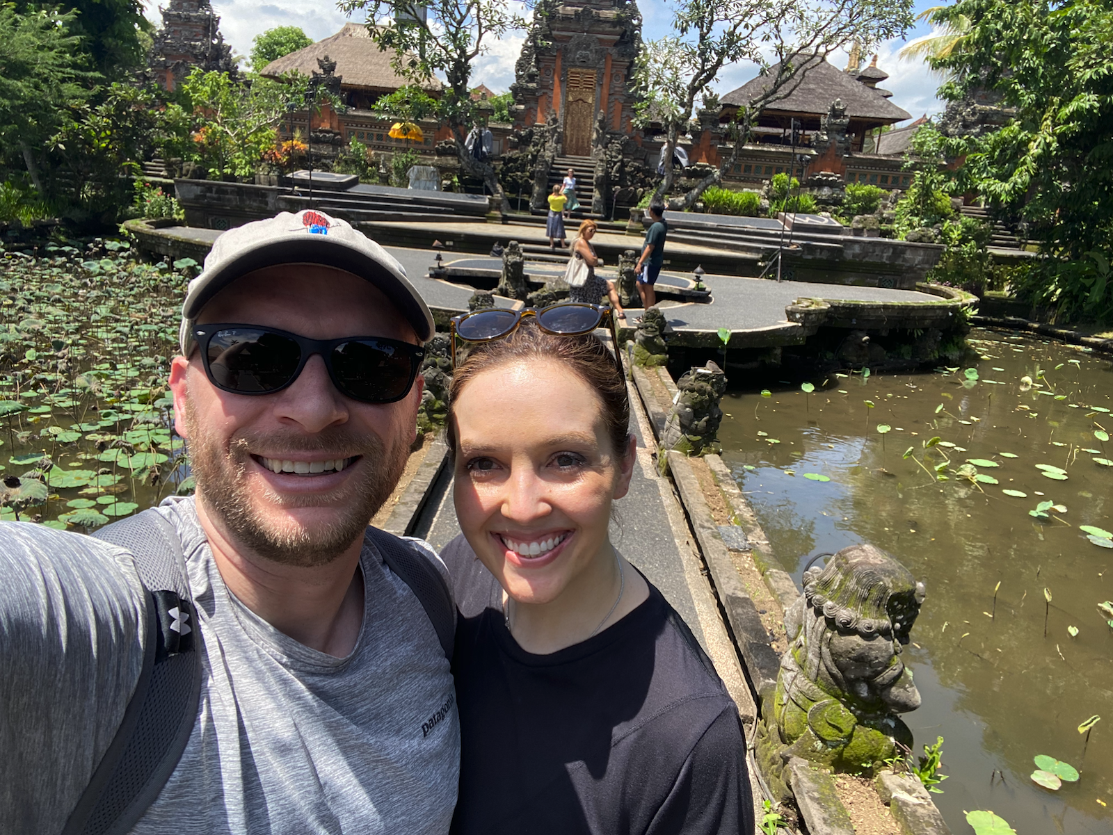 Katie and husband at an asian garden