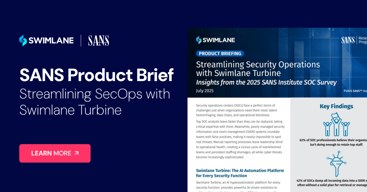 SANS SOC Product Brief - Swimlane Turbine AI Automation