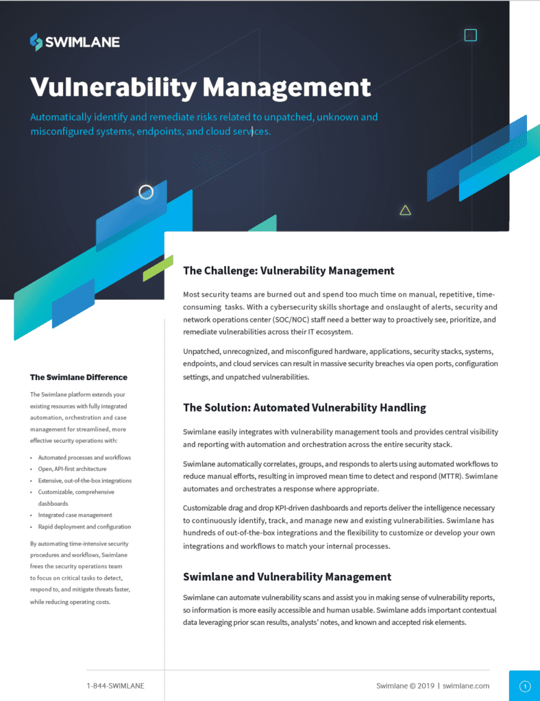 Vulnerability Management With SOAR | Swimlane